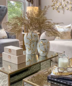 Inspire Me! Home Decor White Vase With Gold Floral Detail (2 Sizes)