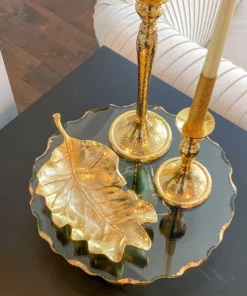 Inspire Me! Home Decor Gold Metal Natural Leaf Dish