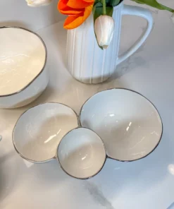 Inspire Me! Home Decor Silver And White 3 Section Serving Bowls 8 Inspire Me! Home Decor Silver And White 3 Section Serving Bowls