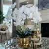 Inspire Me! Home Decor White Faux Orchid In Shiny Gold Pot "From Pops Of Color Home Collection" Floral Stems
