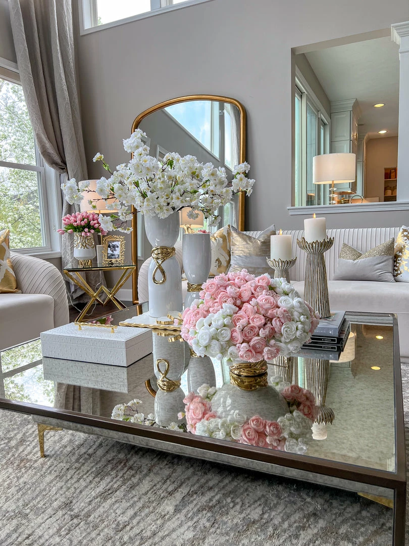 Inspire Me! Home Decor White Ceramic Vase With Elegant Gold Details (2 Sizes) 4 Inspire Me! Home Decor White Ceramic Vase With Elegant Gold Details (2 Sizes)