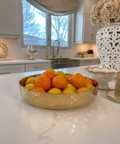 Inspire Me! Home Decor X-Large Textured Gold Shallow Bowl