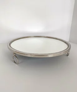 Inspire Me! Home Decor Silver Circle Mirror Tray W/ Circle Feet
