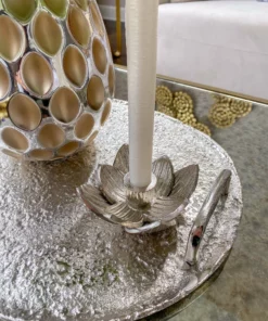 Inspire Me! Home Decor Silver Lotus Flower Candle Holder