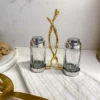 Inspire Me! Home Decor Glass Salt & Pepper Shakers W/ Gold Metal Branch Holder