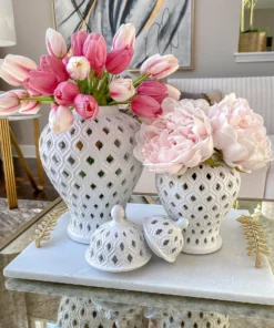 Inspire Me! Home Decor Extra Mini/Miniature White Ginger Jar