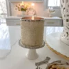 Inspire Me! Home Decor Silver And White Beaded Mini Cupcake Stand/Candle Holder