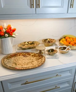 Inspire Me! Home Decor Gold Wavy Beaded Serving Bowl 10 Inspire Me! Home Decor Gold Wavy Beaded Serving Bowl