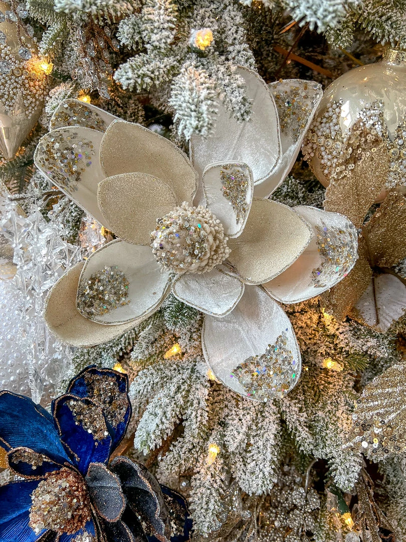 Inspire Me! Home Decor Large Beaded Ivory Magnolia Stem 5 Inspire Me! Home Decor Large Beaded Ivory Magnolia Stem