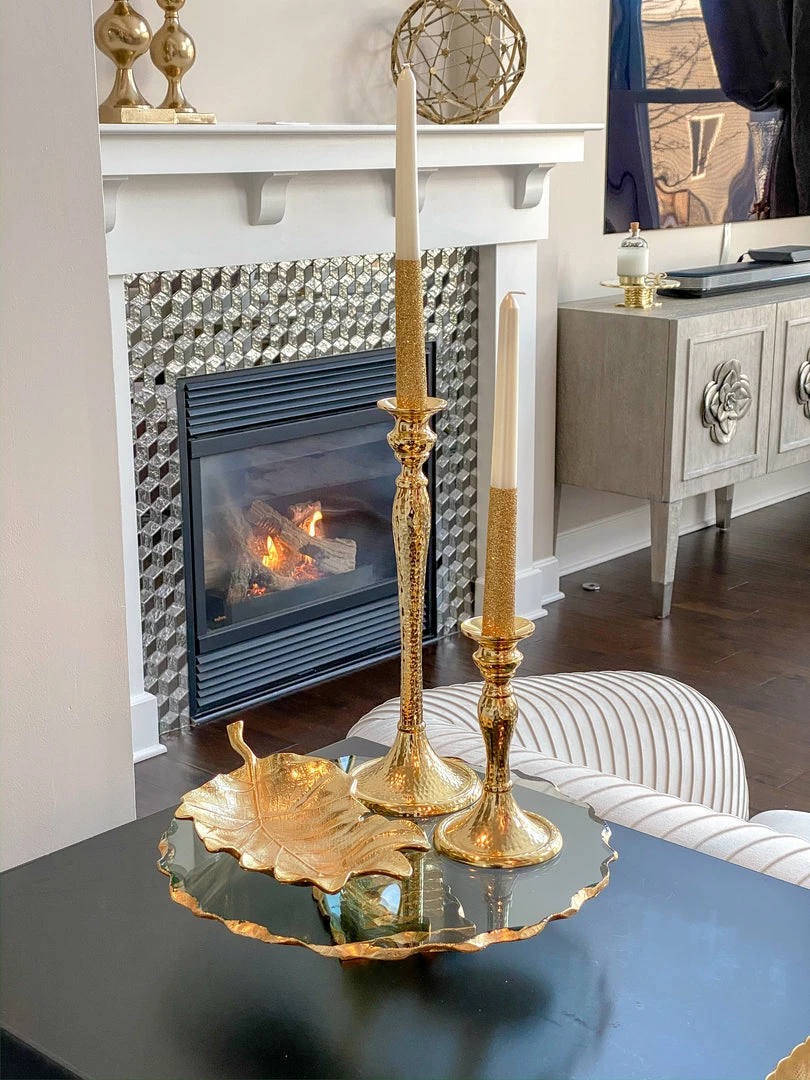 Inspire Me! Home Decor Stacked Glass Cake Stand With Textured Gold Rim (2 Sizes ) 10 Inspire Me! Home Decor Stacked Glass Cake Stand With Textured Gold Rim (2 Sizes )