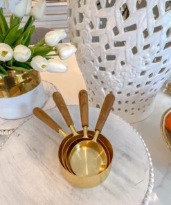 Inspire Me! Home Decor Gold Measuring Cups W/ Wood Handle