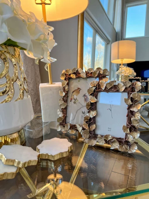 Inspire Me! Home Decor Gold Ginko Leaf Picture Frame (2 Sizes) Picture Frames