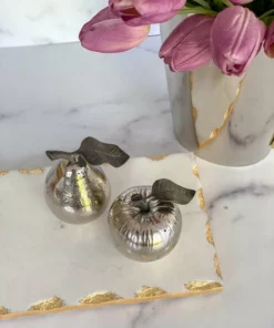 Inspire Me! Home Decor Silver Apple And Pear Salt & Pepper Shakers