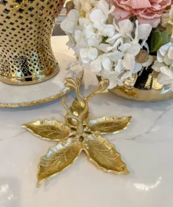 Inspire Me! Home Decor Gold Metal Five Section Leaf Snack Dish