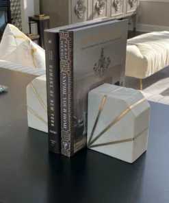 Inspire Me! Home Decor Marble Geometric Bookends