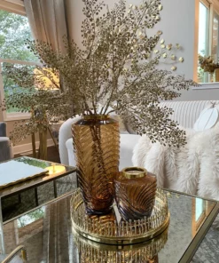 Inspire Me! Home Decor Amber Textured Vase With Gold Rim (2 Sizes)