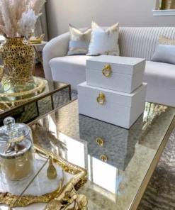 Inspire Me! Home Decor Set Of 2 Faux Leather Boxes W/ Gold Accent (2 Colors)