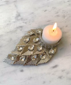 Inspire Me! Home Decor Crystal Stud Tree Leaf Tealight Holder ( 2 Colors )
