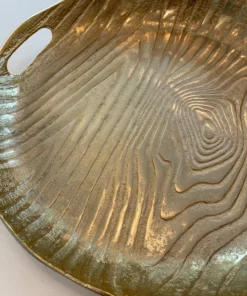 Inspire Me! Home Decor Gold Metal Wood Pattern Round Tray 10 Inspire Me! Home Decor Gold Metal Wood Pattern Round Tray