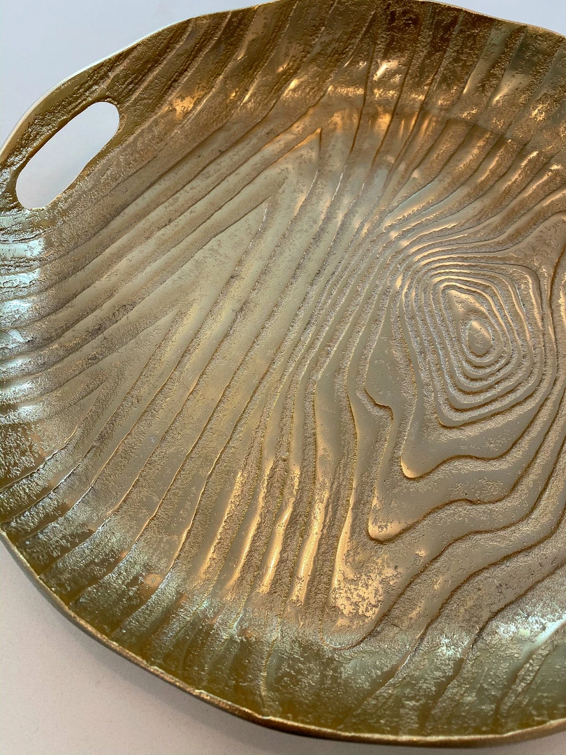 Inspire Me! Home Decor Gold Metal Wood Pattern Round Tray 6 Inspire Me! Home Decor Gold Metal Wood Pattern Round Tray
