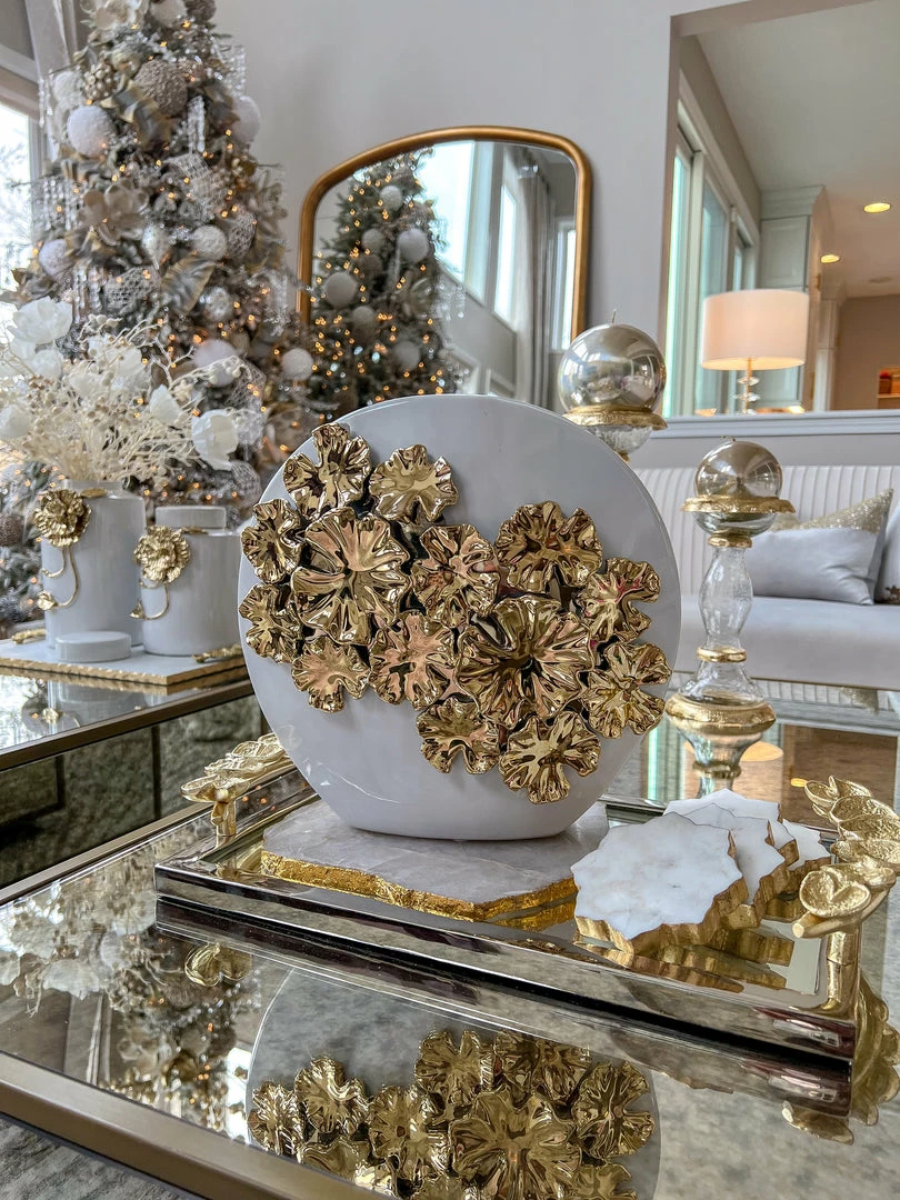 Inspire Me! Home Decor White Vase With Gold Floral Design 6 Inspire Me! Home Decor White Vase With Gold Floral Design