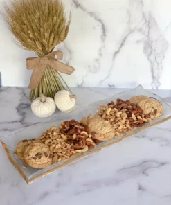 Inspire Me! Home Decor Glass And Gold Rectangle Tray With Handles