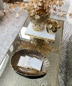 Inspire Me! Home Decor Metal Tray With Gold And Black Crocodile Print