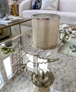 Inspire Me! Home Decor Silver Candle Holder With Leaf Branch Design