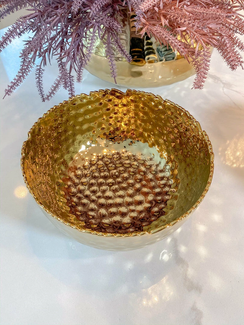 Inspire Me! Home Decor Hammered Porcelain Gold Bowl (2 Sizes) 7 Inspire Me! Home Decor Hammered Porcelain Gold Bowl (2 Sizes)