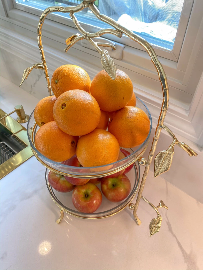 Inspire Me! Home Decor Two-Tiered Gold Leaf Serving Display 9 Inspire Me! Home Decor Two-Tiered Gold Leaf Serving Display