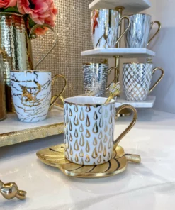 Inspire Me! Home Decor 14 Oz. Detailed Abstract Gold Pattern Print Mugs (6 Designs)