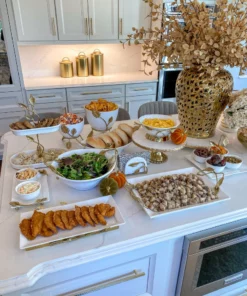 Inspire Me! Home Decor White Ceramic Serving Tray With 4 Bowls And Gold Leaf 11 Inspire Me! Home Decor White Ceramic Serving Tray With 4 Bowls And Gold Leaf