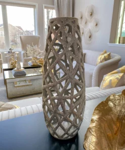 Inspire Me! Home Decor Champagne Ceramic Cut-Out Vase