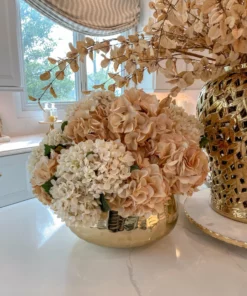 Inspire Me! Home Decor Beige Velvet And Silk Hydrangea Stem