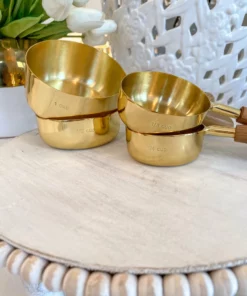 Inspire Me! Home Decor Gold Measuring Cups W/ Wood Handle