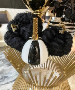 Inspire Me! Home Decor Small Striped Ceramic Pumpkin With Gold Stem