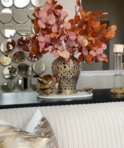 Inspire Me! Home Decor Floral Stems Beige Pink Flat Eucalyptus Stem