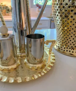 Inspire Me! Home Decor Gold Textured Ruffle Coffee/Tea Set Collection (4 Items Sold Individually)