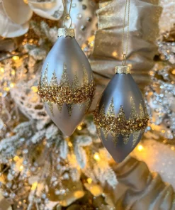 Inspire Me! Home Decor Gold Double Point Glittered Beaded Ornaments (2 Colors)