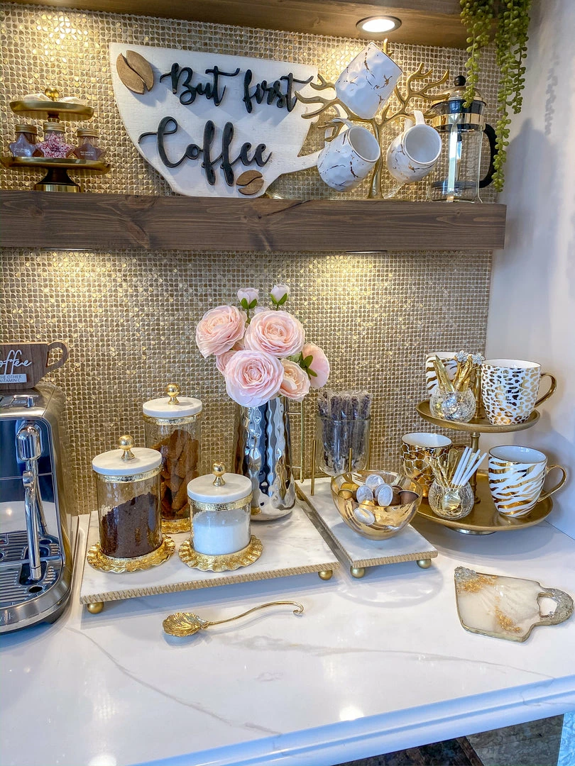 Inspire Me! Home Decor White Marble Tray W/ Gold Textured Edge (2 Size) 10 Inspire Me! Home Decor White Marble Tray W/ Gold Textured Edge (2 Size)