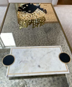 Inspire Me! Home Decor Marble Footed Tray W/ Black Circles