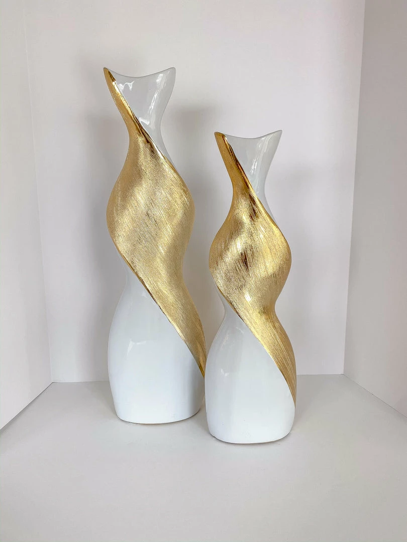 Inspire Me! Home Decor Gold And White Twisted Vase (2 Sizes) 15 Inspire Me! Home Decor Gold And White Twisted Vase (2 Sizes)