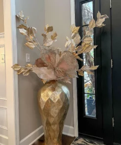 Inspire Me! Home Decor Extra Tall Gold Leaf Stem With Faux Snow