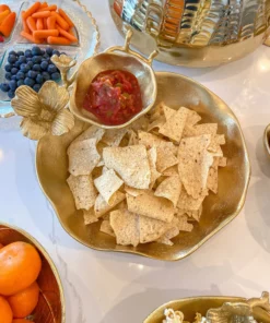 Inspire Me! Home Decor Two Tier Chip And Dip Gold Floral Bowl