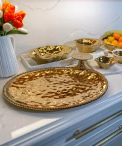 Inspire Me! Home Decor Gold Wavy Beaded Serving Bowl 11 Inspire Me! Home Decor Gold Wavy Beaded Serving Bowl