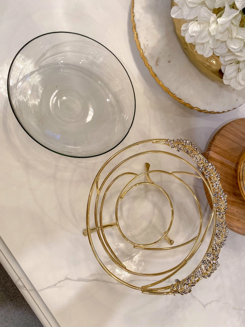 Inspire Me! Home Decor Jeweled Edge Bowl With Glass Insert (2 Colors) 6 Inspire Me! Home Decor Jeweled Edge Bowl With Glass Insert (2 Colors)