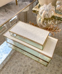 Inspire Me! Home Decor Glass Box Set With White Glitter Top (Set Of 2)