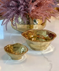 Inspire Me! Home Decor Gold Wavy Beaded Bowls (2 Sizes)