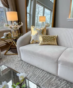 Cloud9d PILLOWS, RUGS, & THROWS Becca Ivory And Gold Pillow - 14