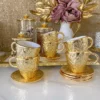 Inspire Me! Home Decor Gold Textured Metal Tea Cup And Saucer With White Interior